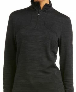 Outerwear Women's Ariat Gridwork 1/4 Zip Black Baselayer