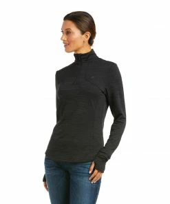 Outerwear Women's Ariat Gridwork 1/4 Zip Black Baselayer