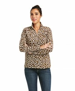 Women's Ariat Performance Mid Layers Leopard Printed Poly Fleece 1/4 Zip Sweatshirt