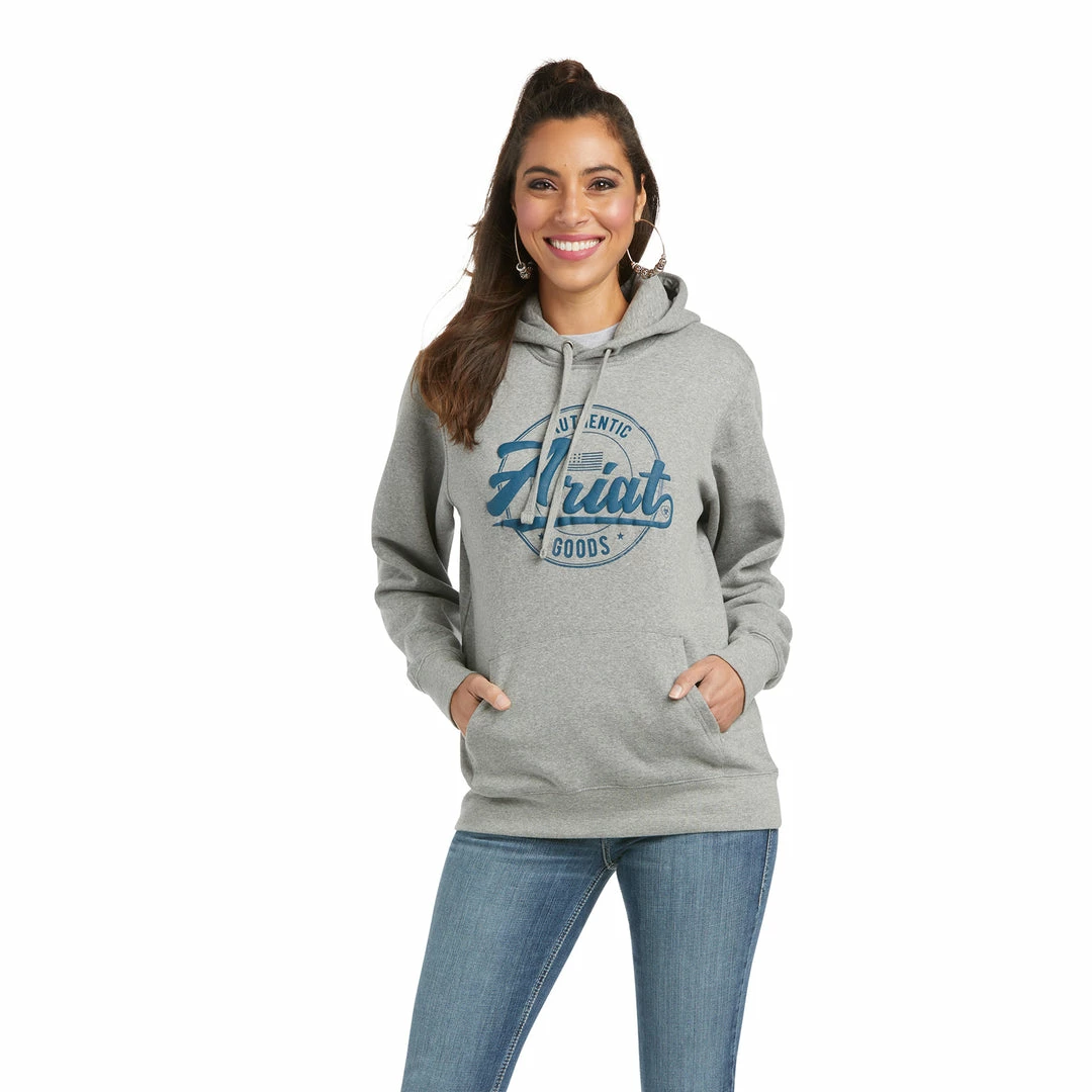 Women's Ariat R.E.A.L. Heather Grey Logo Hoodie 1 Women's Ariat R.E.A.L. Heather Grey Logo Hoodie