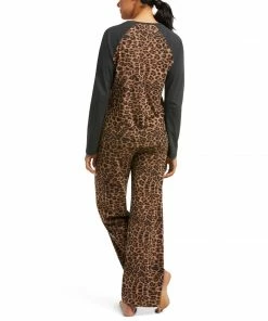 Women's Ariat Cheetah PJ Long Sleeve Top Shirt Set