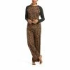 Women's Ariat Cheetah PJ Long Sleeve Top Shirt Set