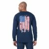 Men's Wrangler FR Flame Resistant Distressed Flag Navy Long Sleeve Shirt Fire Resistant Tees