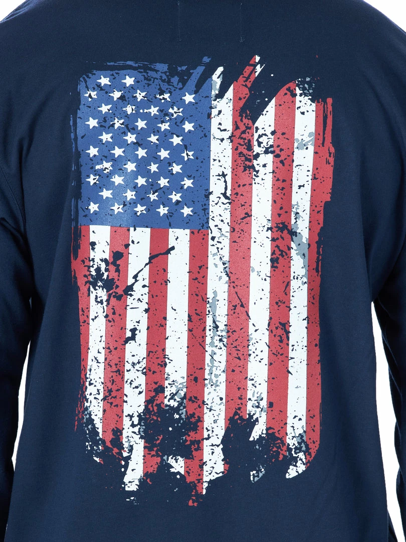 Men's Wrangler FR Flame Resistant Distressed Flag Navy Long Sleeve Shirt Fire Resistant Tees 4 Men's Wrangler FR Flame Resistant Distressed Flag Navy Long Sleeve Shirt Fire Resistant Tees