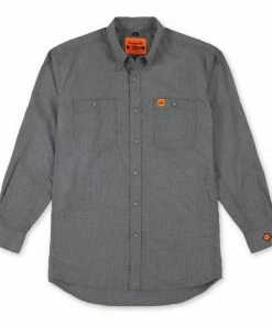 Fire Resistant Shirts Wrangler Riggs FR Flame Resistant Twill Gray Solid Shirt