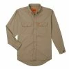 Fire Resistant Shirts Wrangler Flame Resistant Khaki Long Sleeve Button Down Shirt