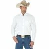Men's Wrangler George Strait White Solid Button Down Shirt Long Sleeve Shirts