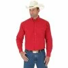 Men's Wrangler George Strait Red Solid Button Down Shirt