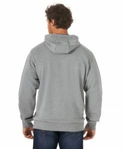 Outerwear Men's Wrangler Grey Long Sleeve Hoodie With Kangaroo Pockets
