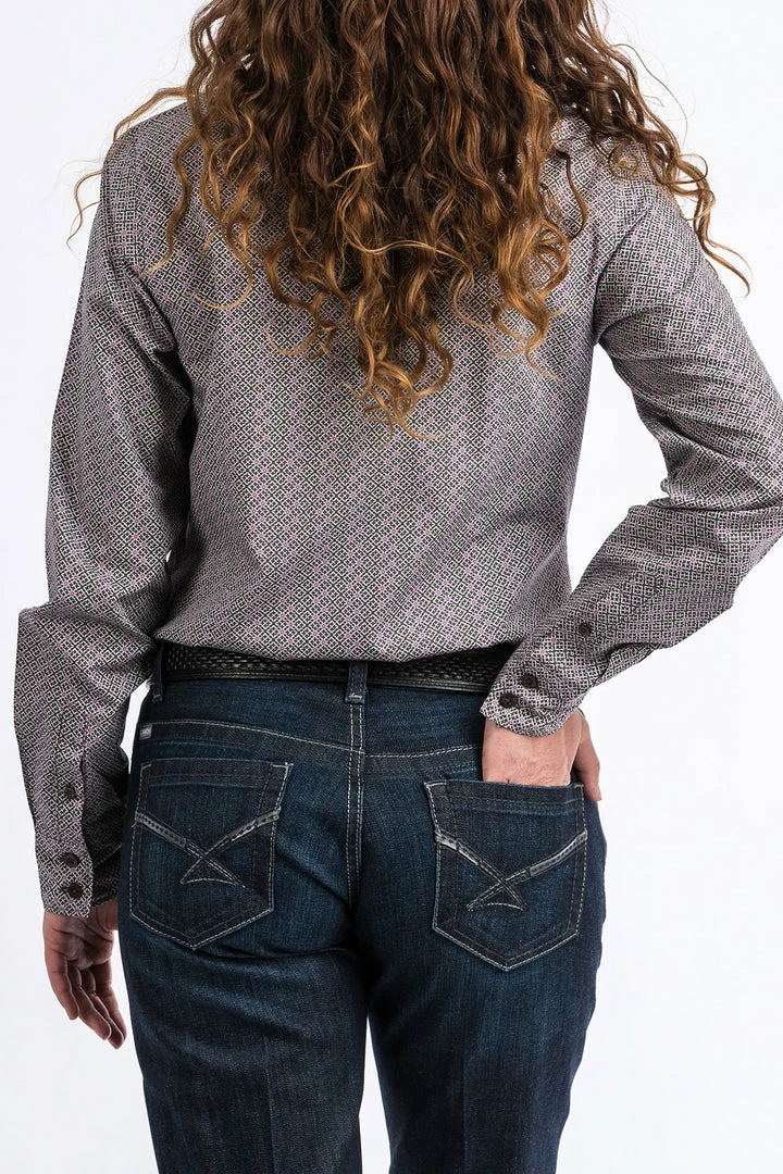 Cinch Women's Mauve & Lavender Printed Button Up Western Shirt 2 Cinch Women's Mauve & Lavender Printed Button Up Western Shirt
