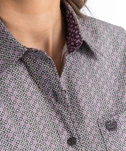Cinch Women's Mauve & Lavender Printed Button Up Western Shirt 6 Cinch Women's Mauve & Lavender Printed Button Up Western Shirt