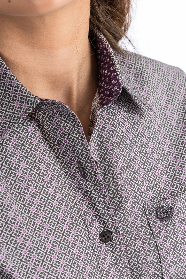 Cinch Women's Mauve & Lavender Printed Button Up Western Shirt 3 Cinch Women's Mauve & Lavender Printed Button Up Western Shirt