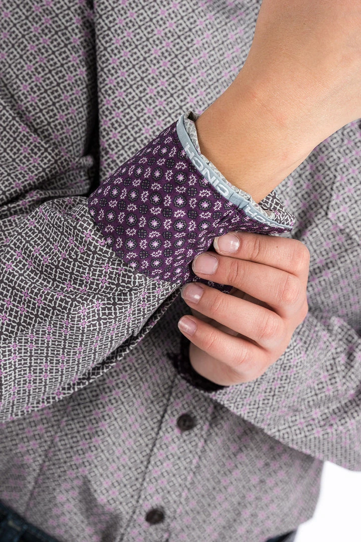 Cinch Women's Mauve & Lavender Printed Button Up Western Shirt 4 Cinch Women's Mauve & Lavender Printed Button Up Western Shirt