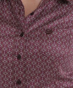 Western Shirts Cinch Women's Cranberry Flower Patterned Button Down Shirt