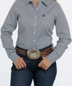 Women's Cinch Light Blue Print Long Sleeve Western Shirt Western Shirts