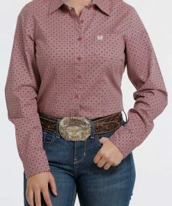 Women's Cinch Pink Print Western Long Sleeve Shirt