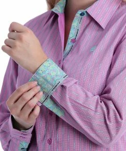 Women's Cinch Pink Printed Long Sleeve Button Down Western Shirt