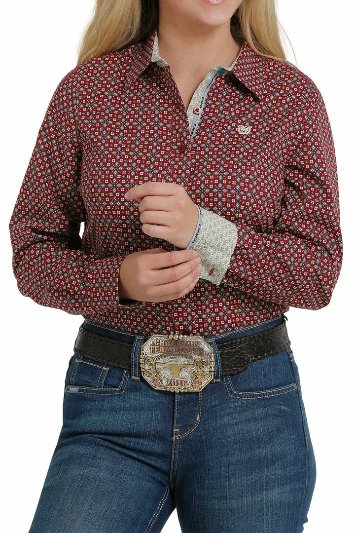 Western Shirts Women's Cinch Red Print Long Sleeve Shirt 1 Western Shirts Women's Cinch Red Print Long Sleeve Shirt