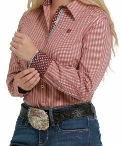 Women's Cinch Orange Stripe Long Sleeve Shirt Western Shirts