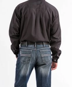 Men's Cinch Solid Black Long Sleeve Button Down Shirt