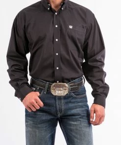 Men's Cinch Solid Black Long Sleeve Button Down Shirt