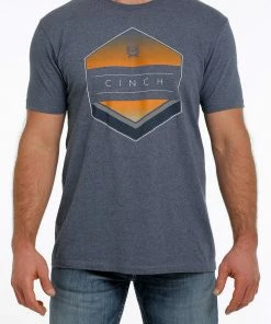 Men's Cinch Heather Blue Short Sleeve Tee T-Shirts/Polos