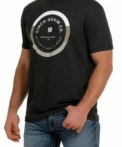 Men's Cinch Heather Black Short Sleeve Tee T-Shirts/Polos