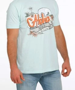 T-Shirts/Polos Men's Cinch Heather Light Blue Short Sleeve Tee