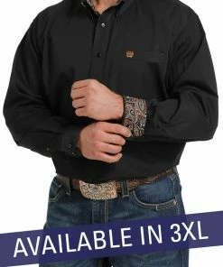 Long Sleeve Shirts Men's Cinch Black Solid Long Sleeve Western Shirt