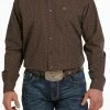 Men's Cinch Brown Print Long Sleeve Button Down Shirt