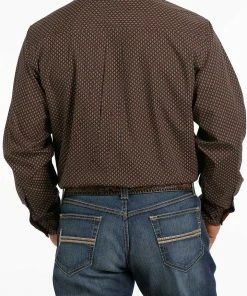 Men's Cinch Brown Print Long Sleeve Button Down Shirt