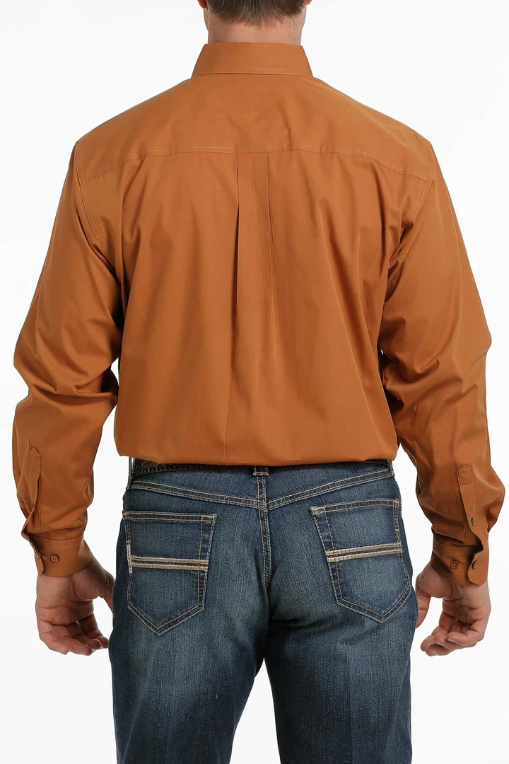 Men's Cinch Copper Solid Long Sleeve Western Shirt 2 Men's Cinch Copper Solid Long Sleeve Western Shirt