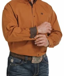 Men's Cinch Copper Solid Long Sleeve Western Shirt