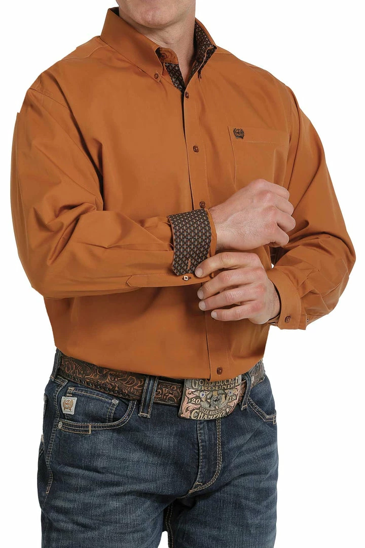 Men's Cinch Copper Solid Long Sleeve Western Shirt 1 Men's Cinch Copper Solid Long Sleeve Western Shirt