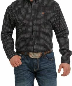 Men's Cinch Black Print Long Sleeve Button Down Shirt