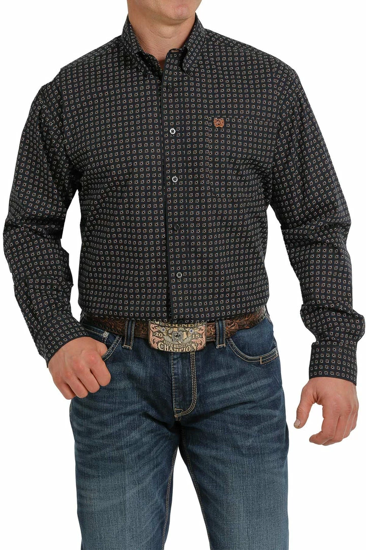 Men's Cinch Black Print Long Sleeve Button Down Shirt 1 Men's Cinch Black Print Long Sleeve Button Down Shirt