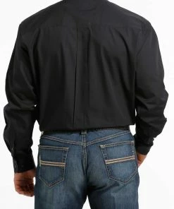 Long Sleeve Shirts Men's Cinch Black Solid Long Sleeve Western Shirt