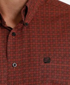 Men's Cinch Coral Print Long Sleeve Button Down Shirt Long Sleeve Shirts