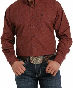 Men's Cinch Coral Print Long Sleeve Button Down Shirt Long Sleeve Shirts