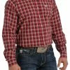 Long Sleeve Shirts Men's Cinch Coral Plaid Long Sleeve Button Down Shirt