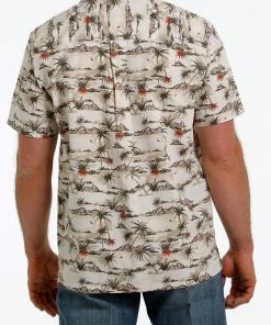 Short Sleeve Shirts Men's Cinch Short Sleeve Camp Cream Shirt