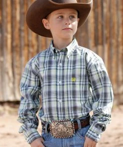 Boy's Western Shirts Boys Cinch White Long Sleeve Button Down Shirt