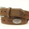 M & F Belts Top Hand Men's Barbed Wire Design Brown Leather Belt
