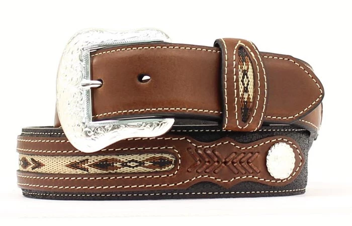 M & F Nocona Western Belt With Inlay And Conchos 1 M & F Nocona Western Belt With Inlay And Conchos