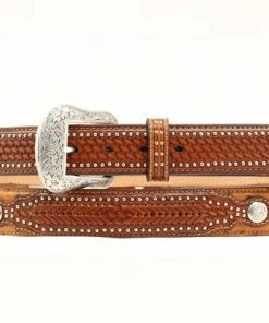 M & F Belts Nocona Belt Leather Ostrich Overlay