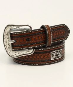 M & F Nocona Boys 1 1/4" Cross Concho Brown Belt Belts