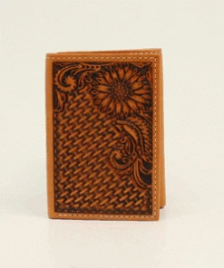 M & F Wallets Nocona Trifold Basket Weave Sunflower Wallet