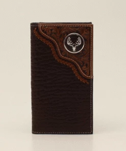 M & F Wallets Nocona Rodeo Deer Skull Brown Wallet