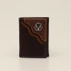 M & F Wallets Nocona Trifold Deer Skull Brown Wallet