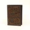 M & F Tooled Leather Tri-Fold Wallet